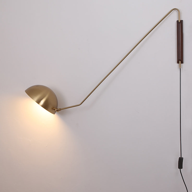 Post-modern Style Angle Adjustable Wall Light Metal Bowl Shade Bedroom Bedside Light with Independent Switch