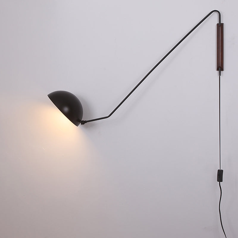 Post-modern Style Angle Adjustable Wall Light Metal Bowl Shade Bedroom Bedside Light with Independent Switch