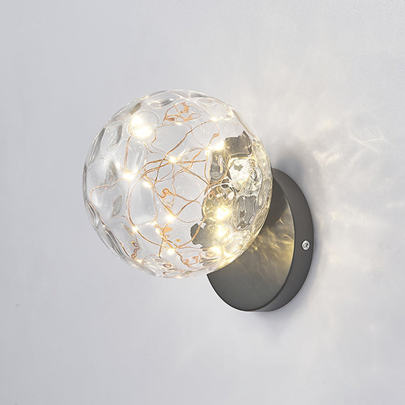 Transparent Glass Orb Mini Wall Lamp Nordic Style Creative LED Light Strings Bedside Light