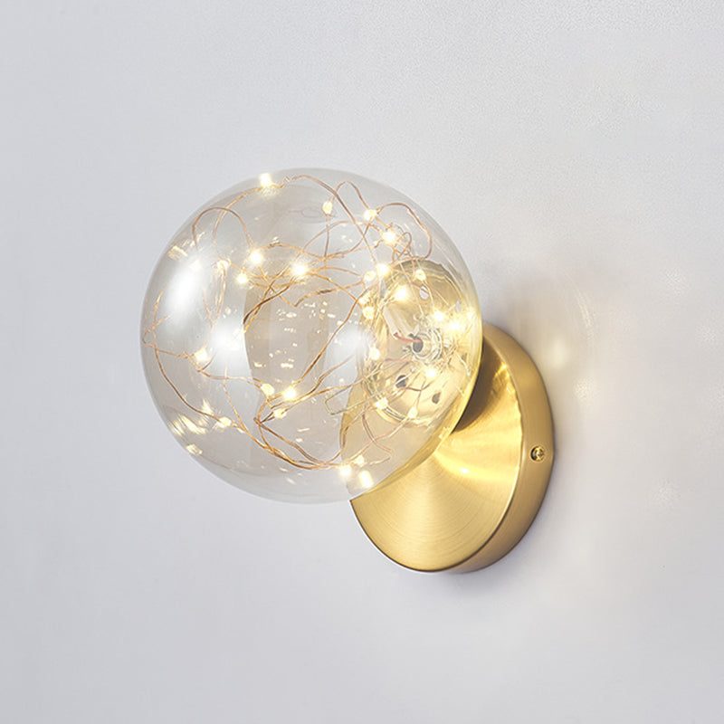 Transparent Glass Orb Mini Wall Lamp Nordic Style Creative LED Light Strings Bedside Light