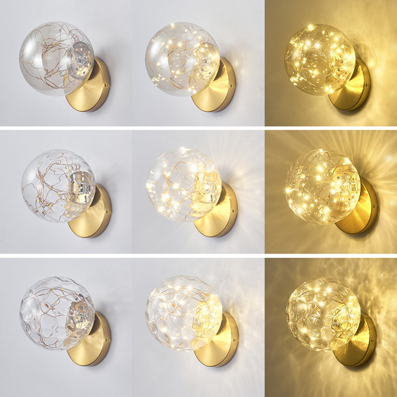 Transparent Glass Orb Mini Wall Lamp Nordic Style Creative LED Light Strings Bedside Light
