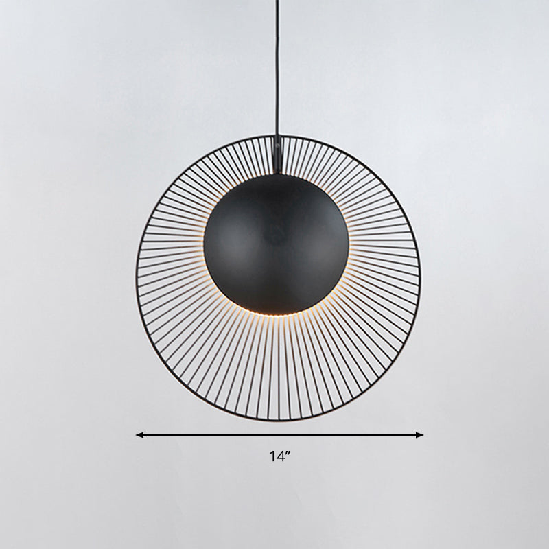 14 "/ 18" de large métal rond de large lumière suspendue 1 pendentif léger en noir pour salle à manger