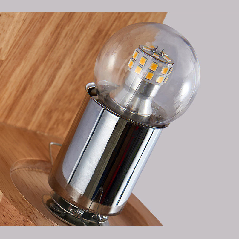 5.5" H Single Bulb Simplicity Wall Mount Light Nordic Style Glass Globe Sconce Light with Solid Wood Base