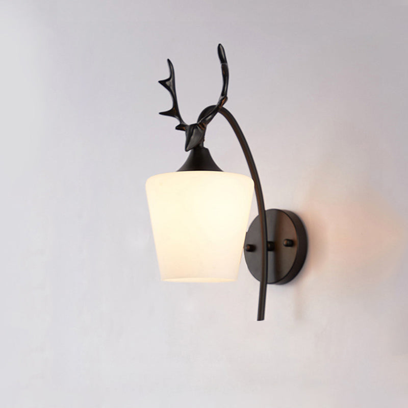 13.5" H Contemporary Simplicity Glass Wall Lamp Metal Antler Elements Sconce Lights for Living Room