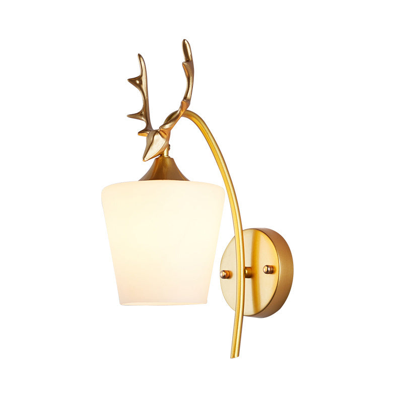 13.5" H Contemporary Simplicity Glass Wall Lamp Metal Antler Elements Sconce Lights for Living Room