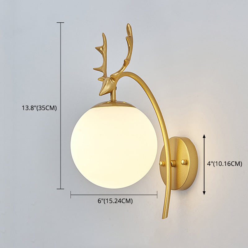 13.5" H Contemporary Simplicity Glass Wall Lamp Metal Antler Elements Sconce Lights for Living Room