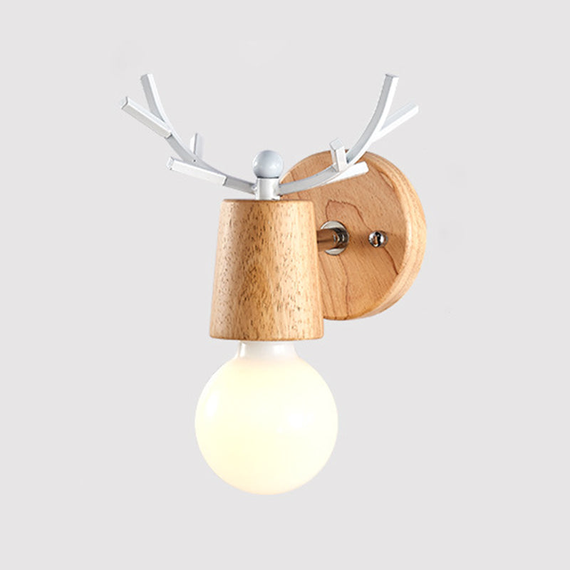 Creative Antler Mini Wall Lampe nordique Nordic Wood Simplicité Smone Light pour le chevet