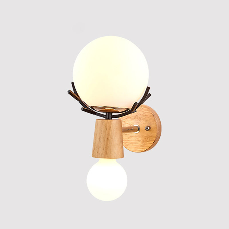 Creative Antler Mini Wall Lamp Nordic Style Solid Wood Simplicity Scone Light for Bedside
