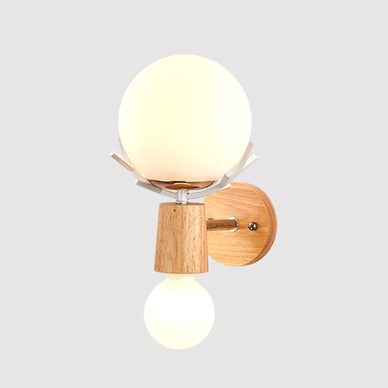 Creative Antler Mini Wall Lamp Nordic Style Solid Wood Simplicity Scone Light for Bedside