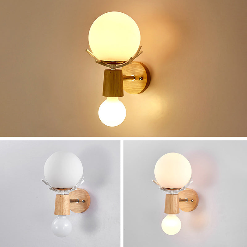 Creative Antler Mini Wall Lampe nordique Nordic Wood Simplicité Smone Light pour le chevet