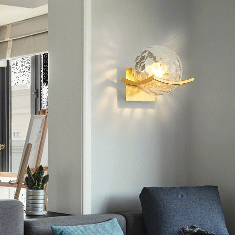 7 Inches Height Single Bulb Mini Sconce Light Nordic Style Simplicity Glass Ball Wall Light