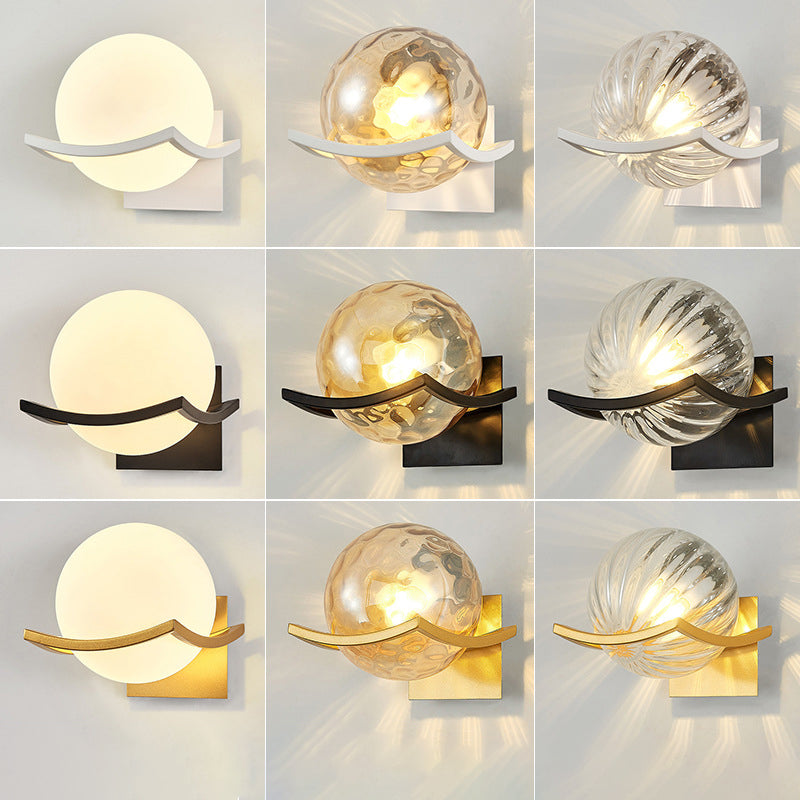 7 Inches Height Single Bulb Mini Sconce Light Nordic Style Simplicity Glass Ball Wall Light
