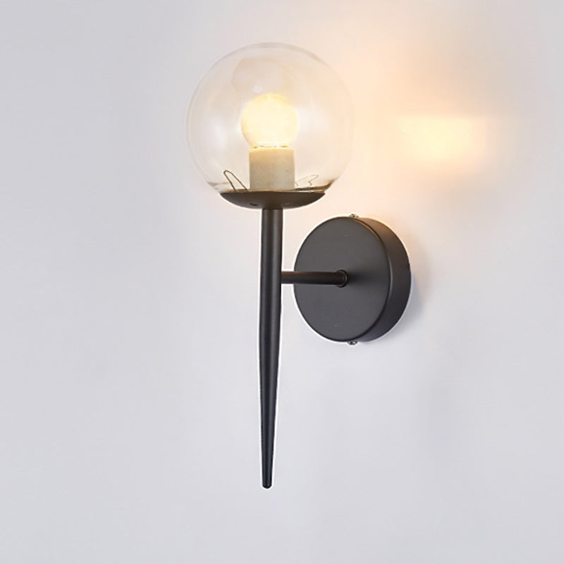 Lampada da parete in metallo in stile Nordic a 1 luce Orb Glass Glass Shade Simplicity Sconce Light per le scale Sallway