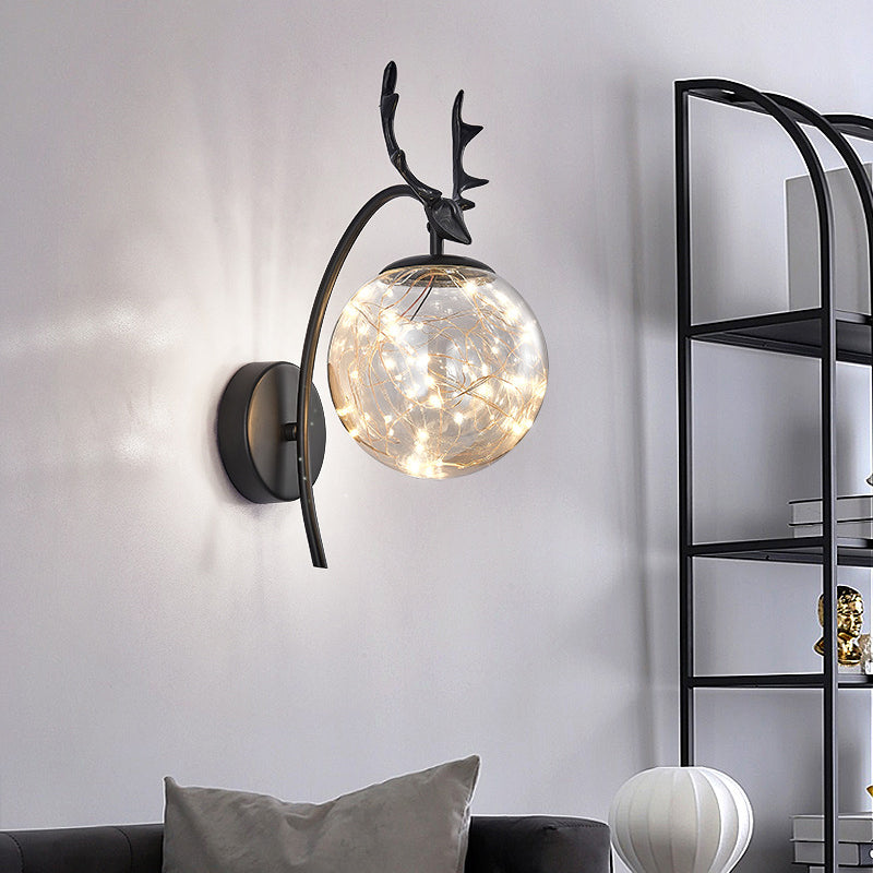 LED Light Strings Simplicity Glass Wall Sconce Metal Antler Design Nordic Style Lighting Fixture for Bedroom Living Room