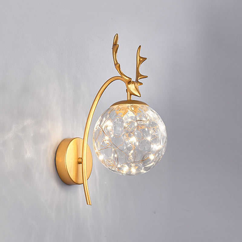 LED Light Strings Simplicity Glass Wall Sconce Metal Antler Design Nordic Style Lighting Fixture for Bedroom Living Room