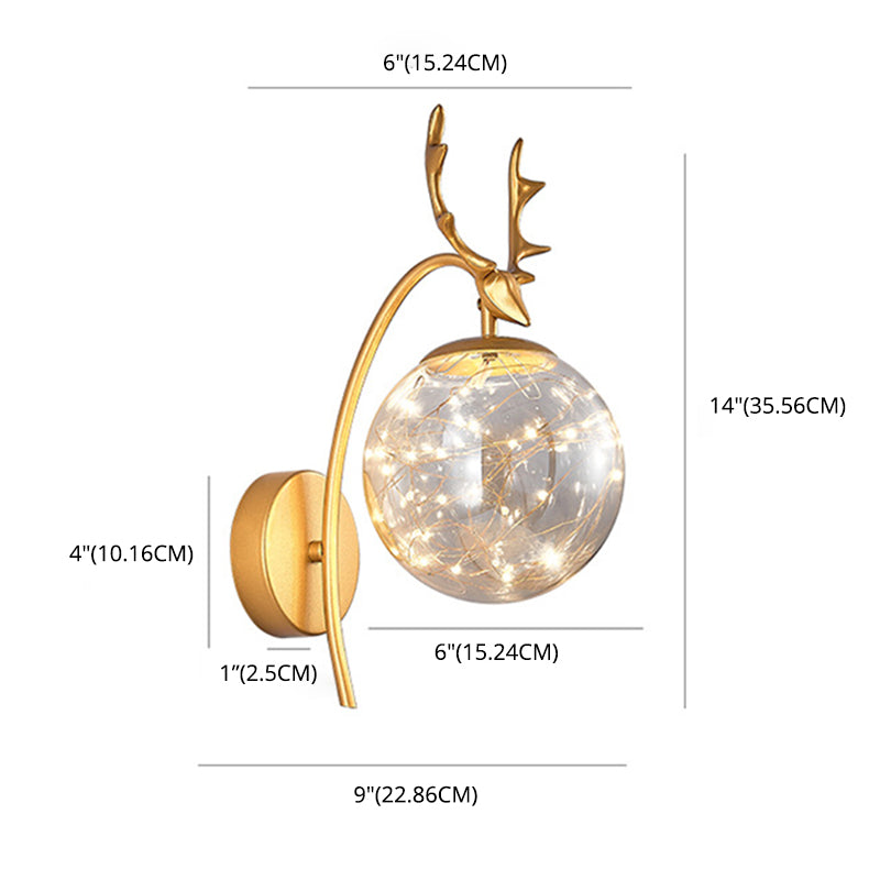 LED Light Strings Simplicity Glass Wall Sconce Metal Antler Design Nordic Style Lighting Fixture for Bedroom Living Room