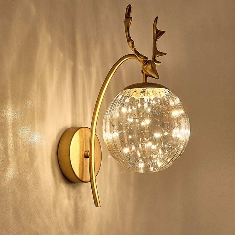 LED Light Strings Simplicity Glass Wall Sconce Metal Antler Design Nordic Style Lighting Fixture for Bedroom Living Room