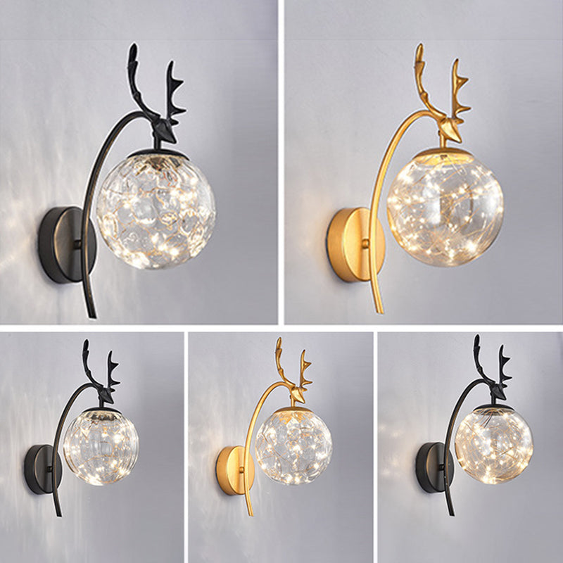LED Light Strings Simplicity Glass Wall Sconce Metal Antler Design Nordic Style Lighting Fixture for Bedroom Living Room