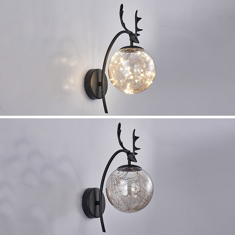 LED Light Strings Simplicity Glass Wall Sconce Metal Antler Design Nordic Style Lighting Fixture for Bedroom Living Room