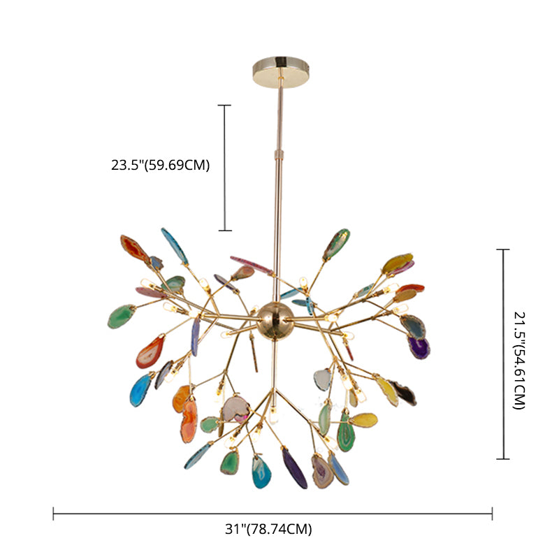 Metal Branch Hanging Light Kit Minimalistic Multi-Color Chandelier Light Fixture