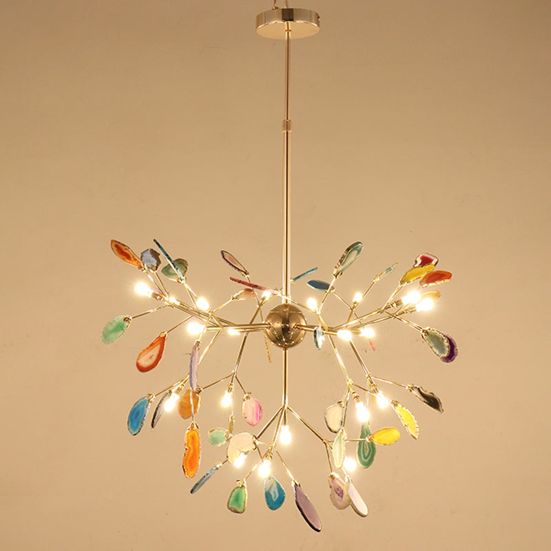 Metal Branch Hanging Light Kit Minimalistic Multi-Color Chandelier Light Fixture