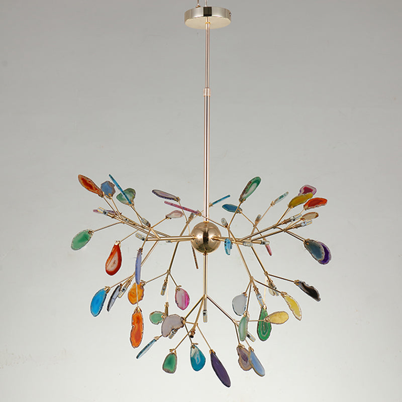 Metal Branch Hanging Light Kit Minimalistic Multi-Color Chandelier Light Fixture