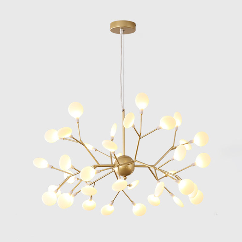 Gold Fireflies Chandelier Light Fixture Simplistic Acrylic Pendant Chandelier for Bedroom