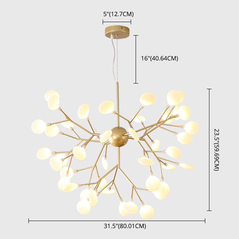 Gold Fireflies Chandelier Light Fixture Simplistic Acrylic Pendant Chandelier for Bedroom