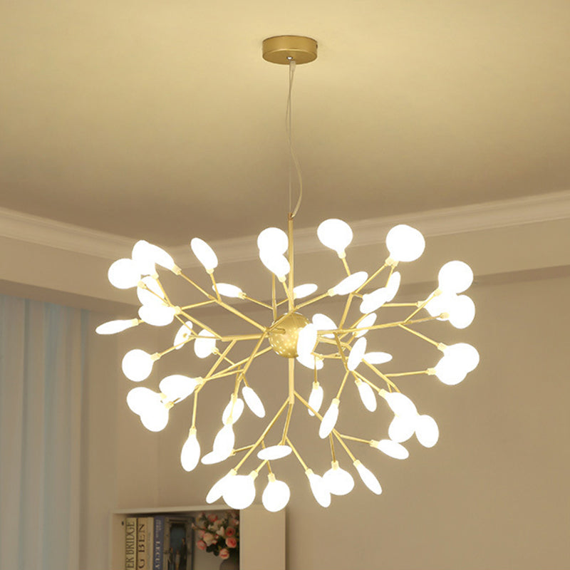 Gold Fireflies Chandelier Light Fixture Simplistic Acrylic Pendant Chandelier for Bedroom