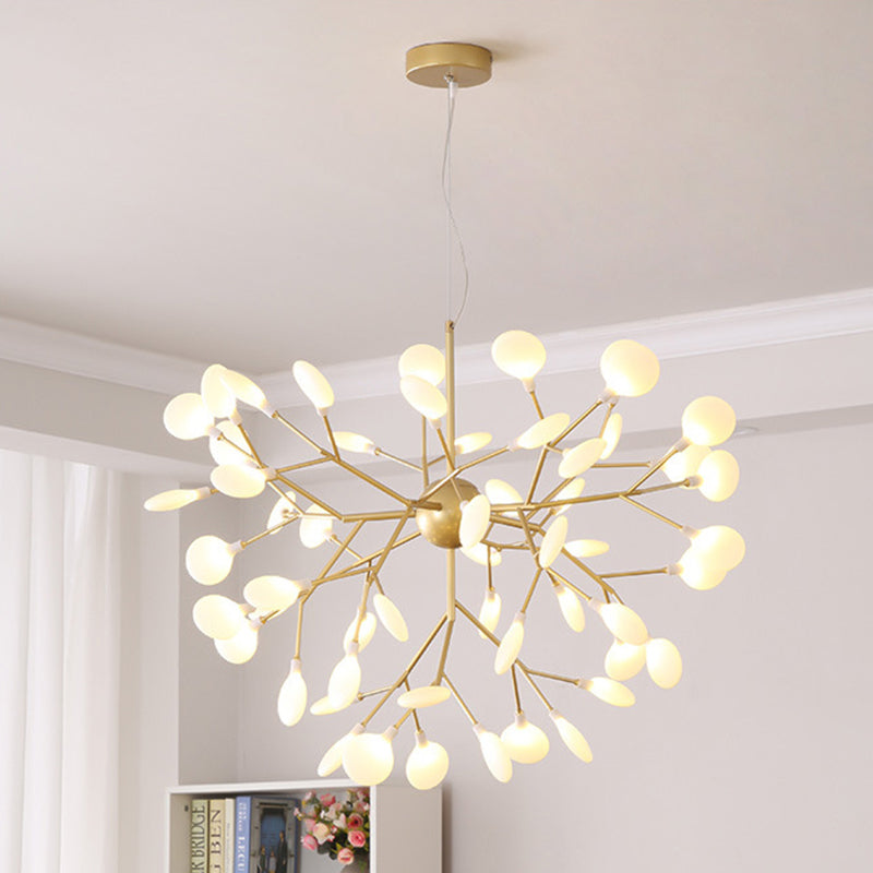 Gold Fireflies Chandelier Light Fixture Simplistic Acrylic Pendant Chandelier for Bedroom
