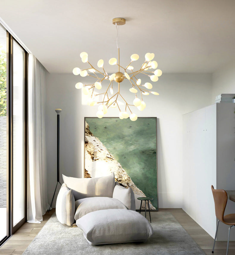 Gold Fireflies Chandelier Light Fixture Simplistic Acrylic Pendant Chandelier for Bedroom