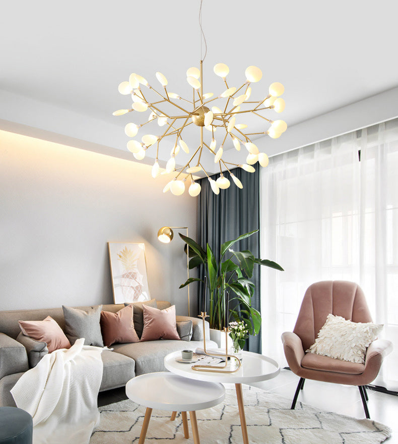 Gold Fireflies Chandelier Light Fixture Simplistic Acrylic Pendant Chandelier for Bedroom