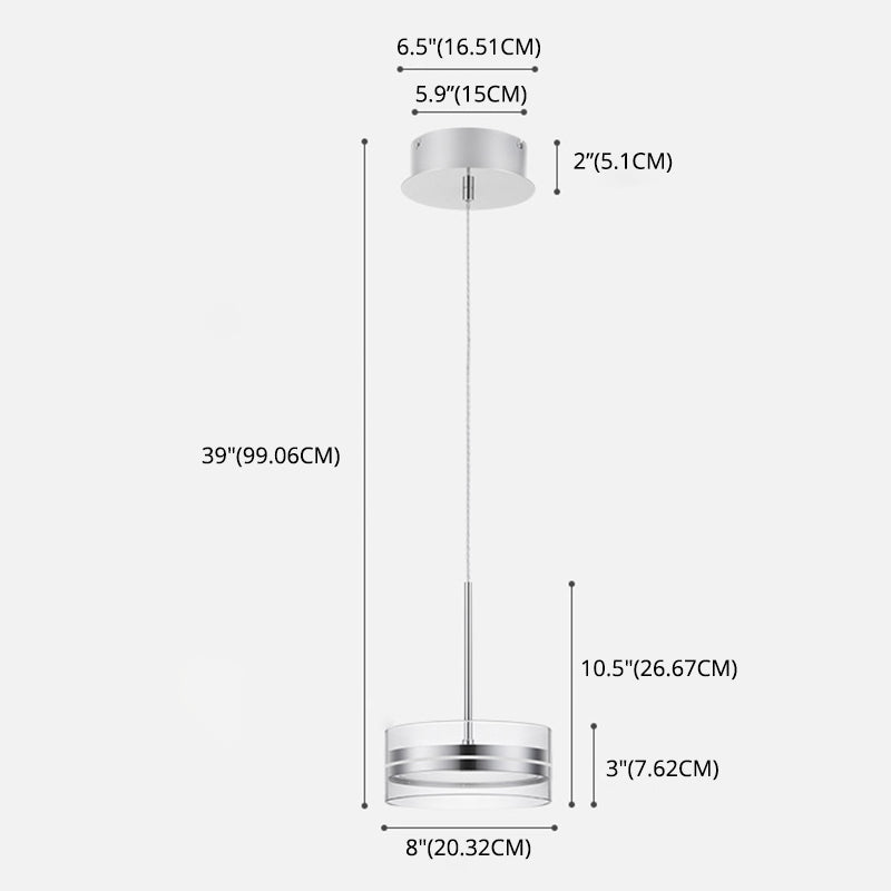 Iluminación de suspensión redonda plateada Simplicidad Cuerte LED de vidrio transparente para comedor