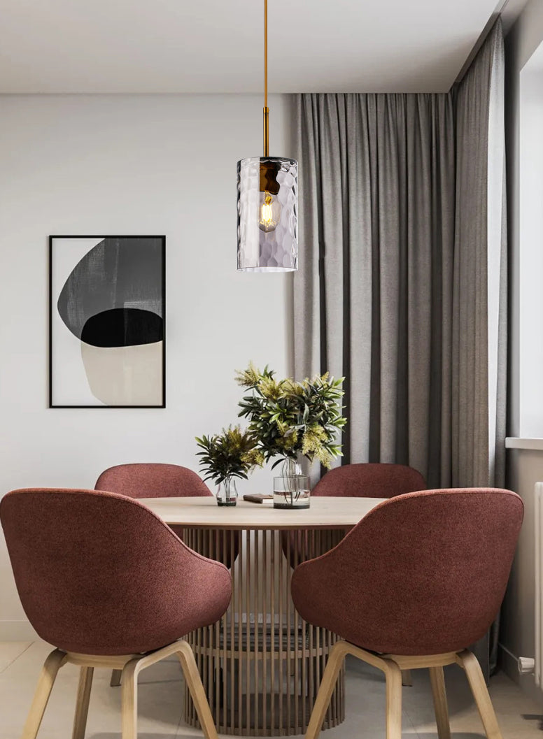 Flipped Glaszylindrische Tropfenlampe Minimalist 1 Glühmessing -Pendelleuchte