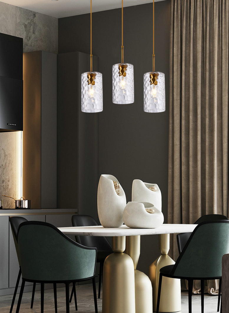 Flipped Glaszylindrische Tropfenlampe Minimalist 1 Glühmessing -Pendelleuchte