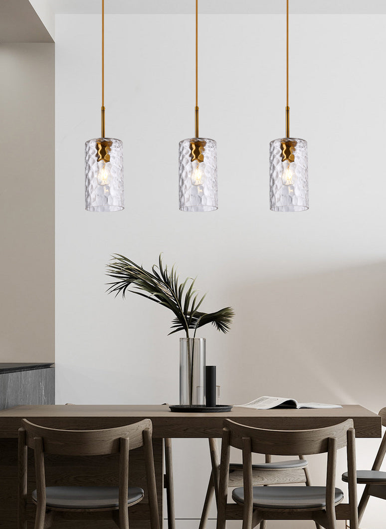 Flipped Glaszylindrische Tropfenlampe Minimalist 1 Glühmessing -Pendelleuchte