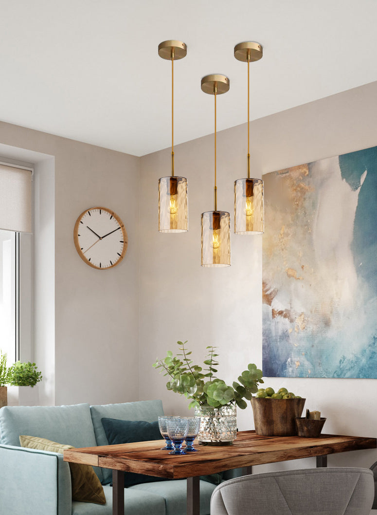 Flipped Glaszylindrische Tropfenlampe Minimalist 1 Glühmessing -Pendelleuchte