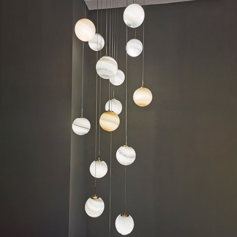 Noordse stijl planeet meerdere lichte hanger vlek glas 12-head trap hangend licht