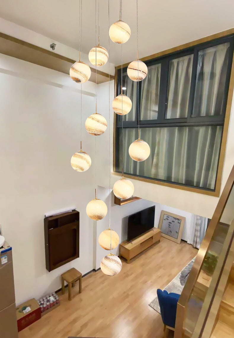 Noordse stijl planeet meerdere lichte hanger vlek glas 12-head trap hangend licht