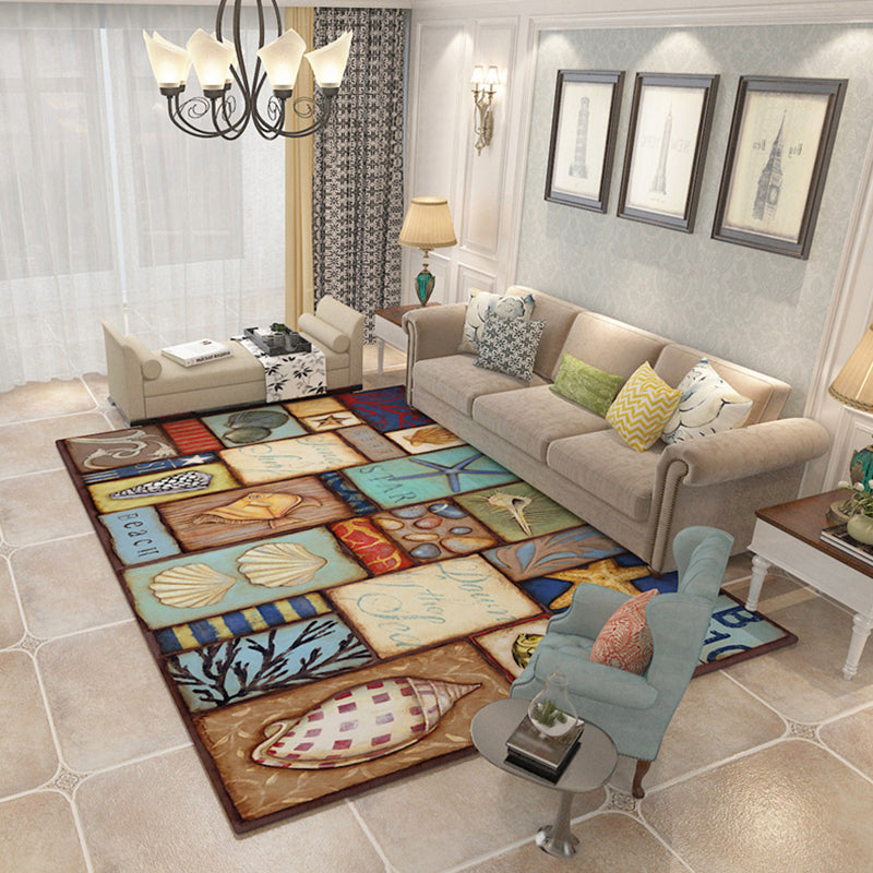 Tapis classique multicolore Polyester Tile Tile Tapis de support anti-glissement pour le salon