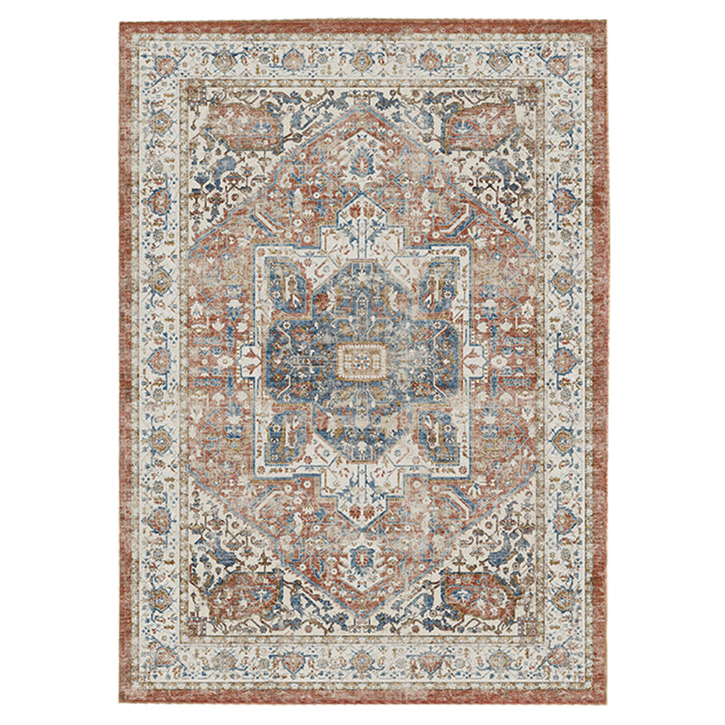 Four-Color Home Decoration Carpet Distressed Medallion Printed Area Rug Polyester with Non-Slip Backing Rug