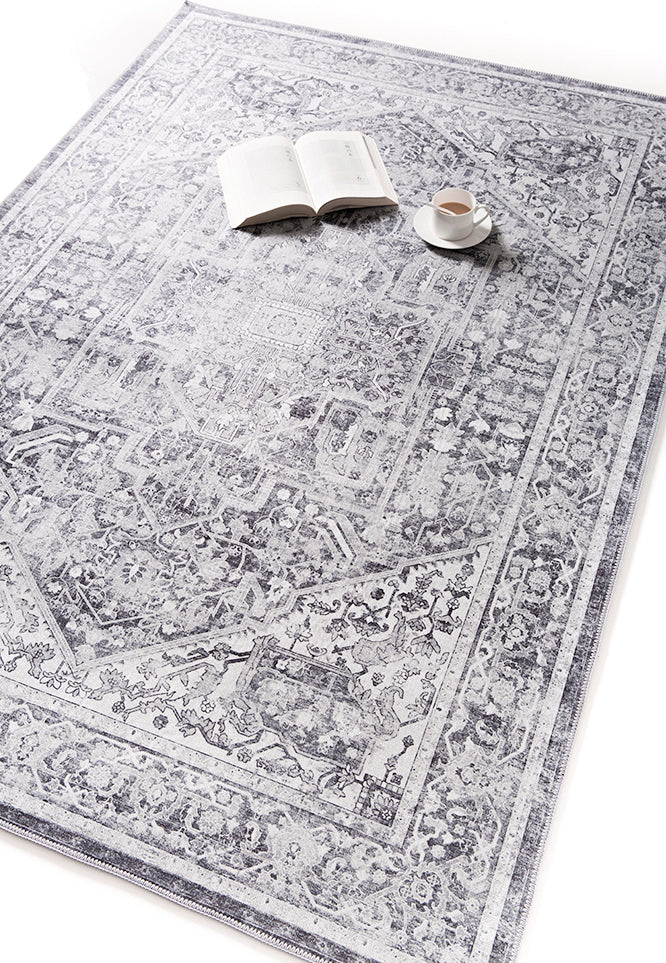 Four-Color Home Decoration Carpet Distressed Medallion Printed Area Rug Polyester with Non-Slip Backing Rug