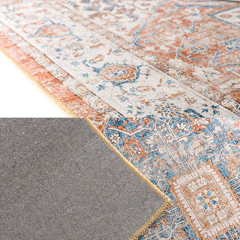 Four-Color Home Decoration Carpet Distressed Medallion Printed Area Rug Polyester with Non-Slip Backing Rug
