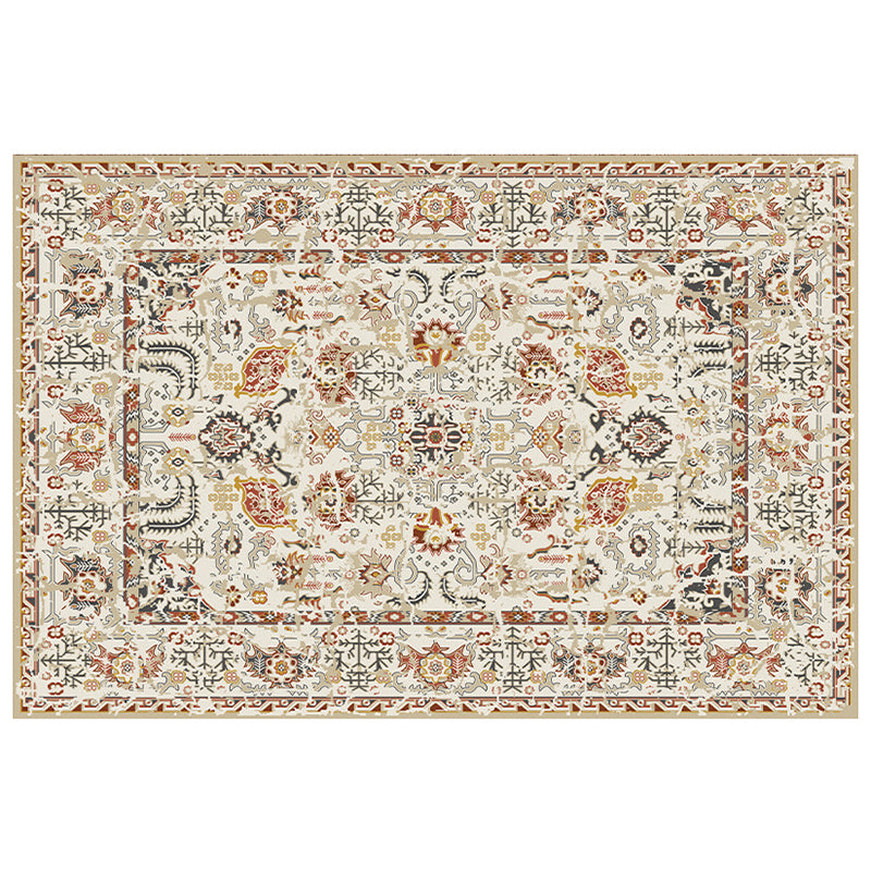 Dark Color Shabby Chic Indoor Rug Polyester European Floral Print Carpet Easy Care Rug for Home Decoration