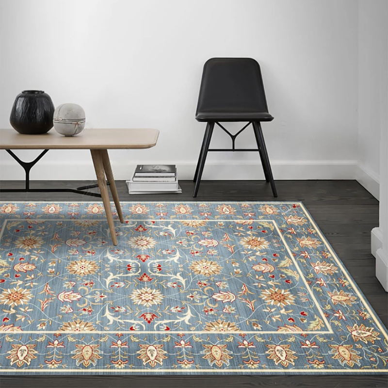 Donkere kleur shabby chic binnen tapijten polyester Europees bloemenprint tapijt Easy Care Tapijt voor huizendecoratie