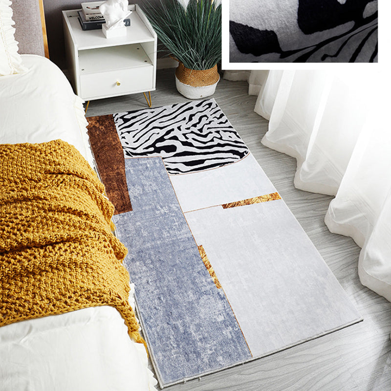 Contemporary Simple Bedroom Rug Irregular Color Block Carpet Creative Polyester Area Rug for Bedroom
