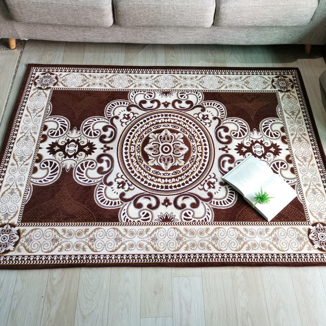 Vierkleuren vintage gebied tapijten polyester bloem tapijt niet-slip achterste binnenkap voor woonkamer