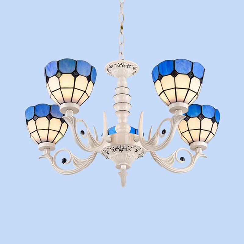 Méditerranéen Dome Chandelier Light 3/5/8 PENDANT LEIL VIÈRE TELÉ