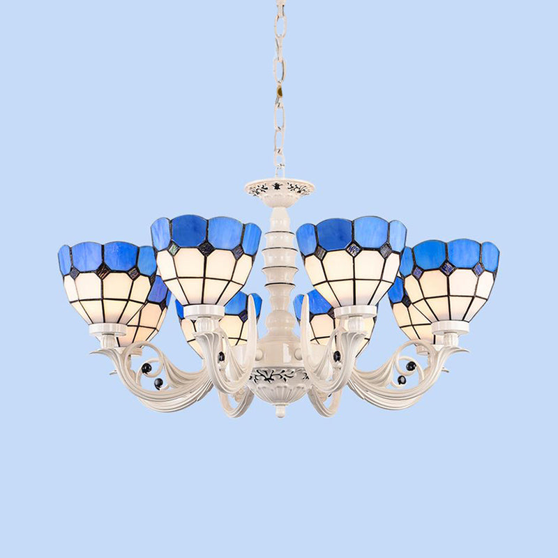 Méditerranéen Dome Chandelier Light 3/5/8 PENDANT LEIL VIÈRE TELÉ