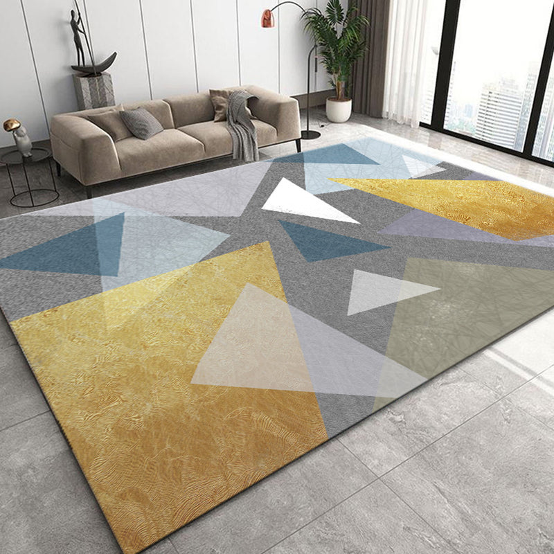 Contemporary Area Rug Polyester Geometric Carpet Stain Resistant Rug for Living Room